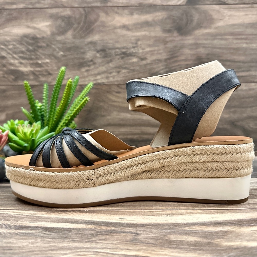 NIB Lucky Brand Juniffer Platform Wedge Sandal Black Dress Winter Haze 9M - Picture 6 of 12